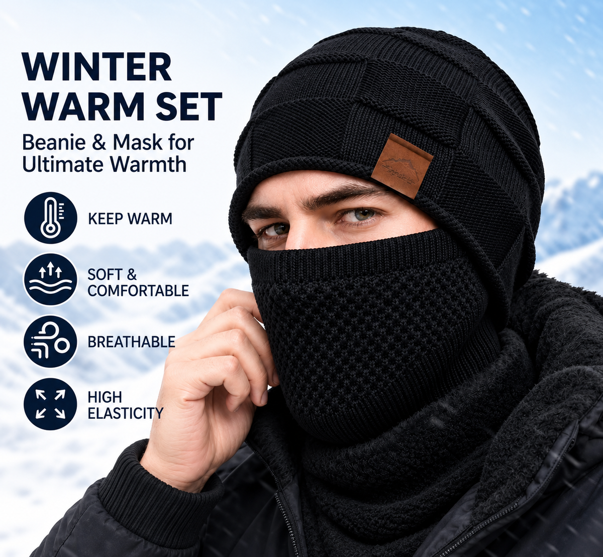 Fjällvarm vinterlue med ansiktsmaske